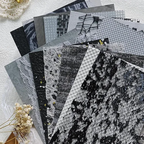 Miniatura 15 de Aromoty 20 piezas de papel artesanal para álbum de recortes, papel texturizado para manualidades, papel Morandi A5 en malla, tela de morera, mezcla