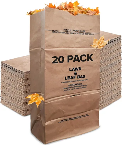 Miniatura 8 de Bolsas de papel kraft de 30 galones para césped y hojas (paquete de 10) bolsas de basura de papel grandes ecológicas resistentes a desgarros