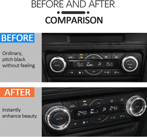 Miniatura 3 de Tapones para pomos de aire acondicionado, compatibles con Mazda 3 (2014-2018), cristal, decoración
