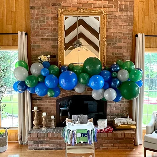 Miniatura 4 de Globos de látex azul marino, azul oscuro, verde y blanco, 12 pulgadas, con cinta para cumpleaños, baby shower, safari en la selva, decoraciones