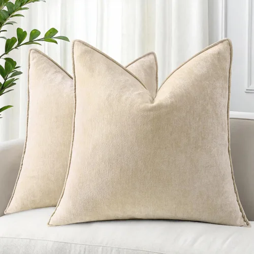 Miniatura 24 de decorUhome - Fundas de Cojín para Sofá 16x16 pulgadas Set de 2, Decorativas Suaves Euro Neutras de Felpilla con Diseño Elegante, Aqua Haze