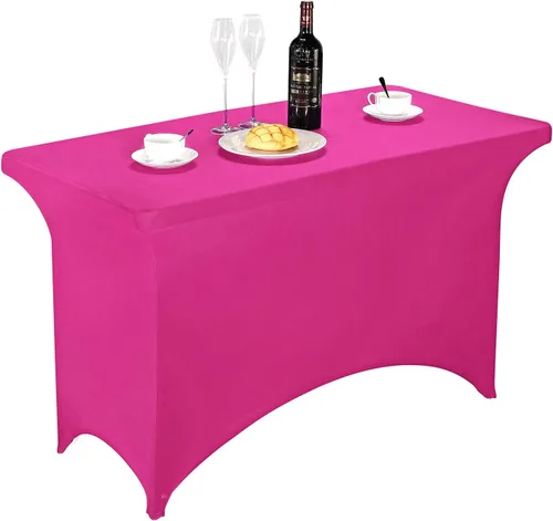 Miniatura 32 de LZY Cubierta de Mesa Elástica Ajustable de Spandex para Mesa Plegable de 6 pies, 4 pies o 8 pies, Mantel de Cóctel Rectangular, Perfecto para Champn
