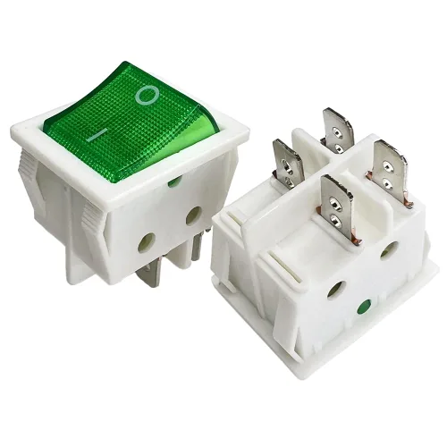 Miniatura 9 de Interruptor basculante DPST On-Off Unilluminated Negro 4 Pin 1.220x0.984 in Rectangular Snap-in Interruptor de alimentación de palanca