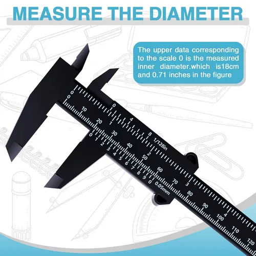 Miniatura 5 de Flutesan Mini pinza de plástico de 6 pulgadas/5.906 in, herramienta de medición de doble escala, pinza de vernier rectangular, regla de lectura