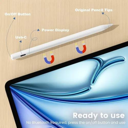 Miniatura 5 de Lápiz para Apple iPad A16 10ª Generación, Lápiz capacitivo de carga rápida para iPad A16/11-6ª gen 2025-2018, Air 11"/13" M3/M2/5ª-3ª, Pro