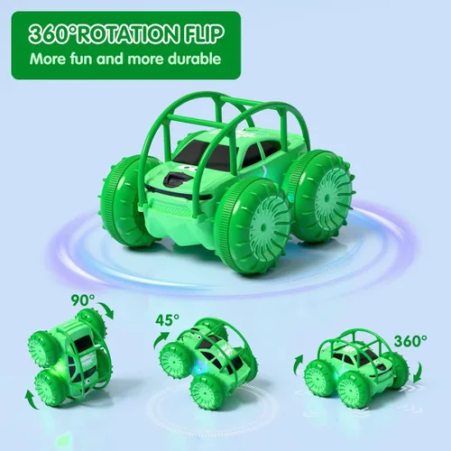 Miniatura 5 de Coche de control remoto, carga directa rápida, auto a control remoto, anfibio, recargable, auto de acrobacias giratorio de 360°, LED de 2.4 GHz