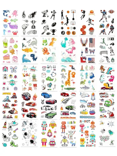 Miniatura 15 de Más de 150 tatuajes temporales con purpurina para niñas – Adhesivos impermeables envueltos individualmente – Sirena, unicornio, hada, mariposa y más