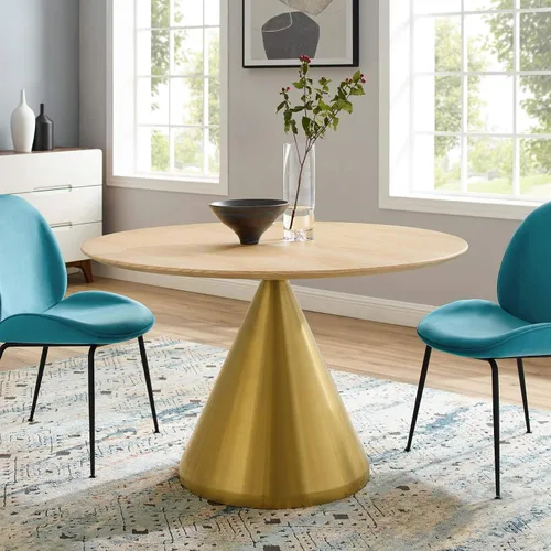 Miniatura 30 de Modway Tupelo - Mesa de comedor cuadrada de 28 pulgadas, color dorado y blanco