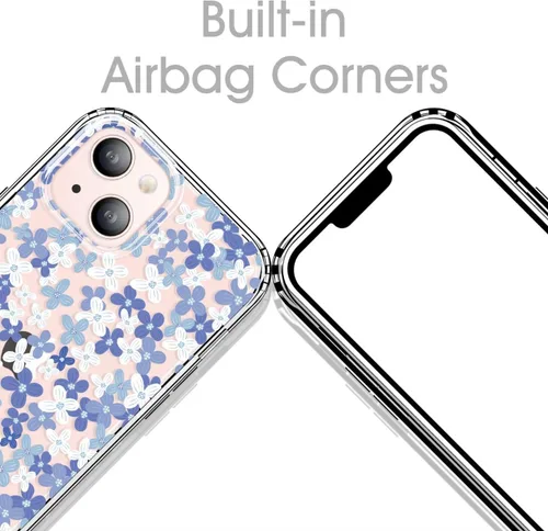 Miniatura 3 de GYZYA Funda transparente para iPhone 14 y iPhone 13 de 6.1 pulgadas con diseño de patrón, funda protectora delgada de TPU + parachoques a prueba