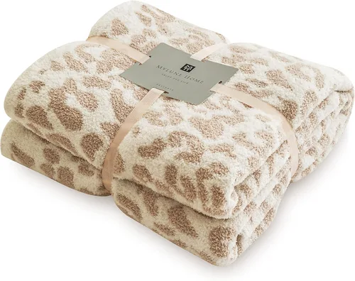 Miniatura 10 de MH MYLUNE HOME Manta Throw Ultra Suave de Leopardo (50x60 pulgadas) Mantas de Microfibra Suaves Cálidas Reversibles Manta de Guepardo