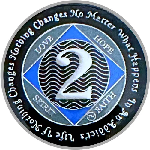 Miniatura 25 de (Años 1-55) NA Medallón de 7 años, plata, chapado en color azul, narcóticos cubiertos de epoxi Moneda anónima (NA 7 años medallón)