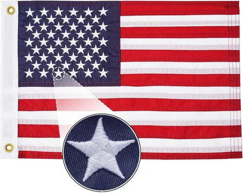 Miniatura 11 de FLAGWIN Bandera estadounidense de 12 x 18 pulgadas para barco, bandera náutica de yate de Estados Unidos con 50 estrellas bordadas, nailon Bandera