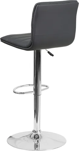 Miniatura 8 de Flash Funiture silla de bar ajustable con base cromada, Vinilo, Gris
