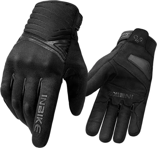 INBIKE Guantes de invierno impermeables para motocicleta, con forro polar térmico, pantalla táctil, almohadilla de palma de TPR, amortiguación, Negro