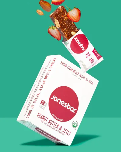 Miniatura 6 de JONESBAR Mantequilla de maní y gelatina, 12 unidades (paquete de 1)), barra orgánica de frutas y nueces USDA sin OMG, Kosher, vegana, sin gluten