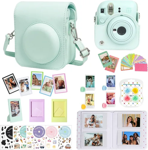 Miniatura 13 de CAIYOULE Accesorios para cámara Fuji Instax Mini 12, paquete de accesorios que incluye estuche de PU para la cámara 12, mini álbum de fotos, marcos