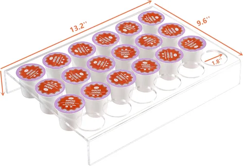 Miniatura 3 de IEEK Paquete de 2 soportes planos de 24 ranuras para cápsulas de café, organizador de cajones de taza K para oficina y cocina, bandeja organizadora