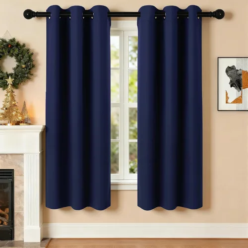 Miniatura 57 de Cortinas de oscurecimiento de habitación de 45 pulgadas de largo para dormitorio y sala de estar, cortinas térmicas aislantes con ojales
