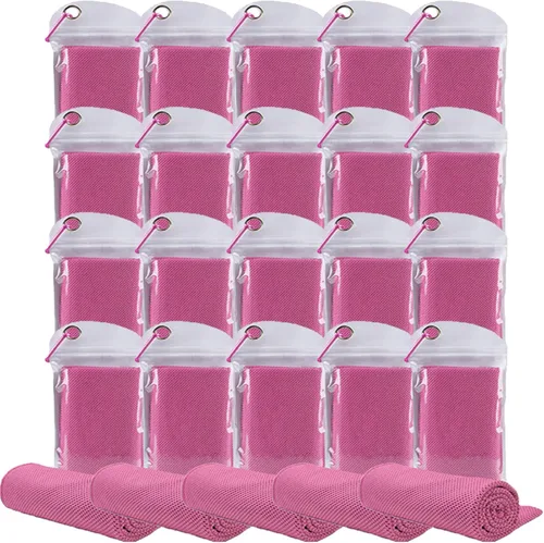 Miniatura 16 de Paquete de 20 toallas refrescantes de 40 x 12 pulgadas, toalla de hielo para cuello y cara, microfibra fría con bolsa transpirable para yoga, Azul