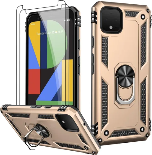 Miniatura 62 de LUMARKE Funda para Google Pixel 5 con protector de pantalla, pasa 16 pies, probada en caídas, grado militar, con soporte de anillo magnético, Rojo