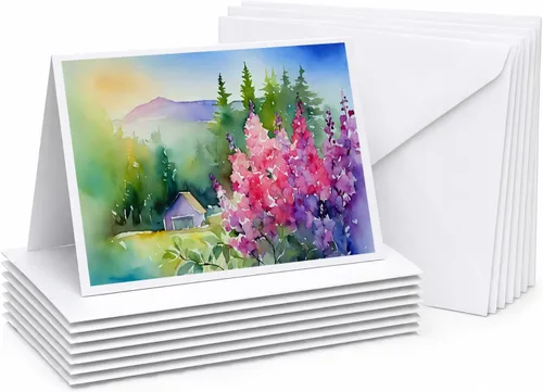 Miniatura 56 de Caroline's Treasures DAC1709GCA7P - Tarjetas de felicitación y sobres de arándanos de Texas en acuarela, paquete de 8 tarjetas en blanco con sobres