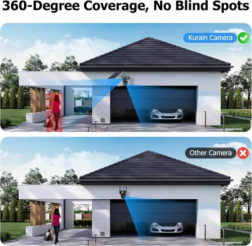 Miniatura 5 de Cámaras de seguridad solar de doble lente inalámbricas para exteriores, WiFi 6 G/2.4G, visión de 360°, panorámica/inclinación, cámara de seguridad