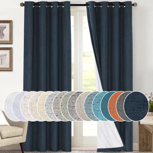 Miniatura 108 de Primitive - Cortinas opacas 100 % de lino texturizado natural para dormitorio, sala de estar, cortinas para ahorra energía, tela de arpillera