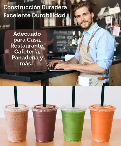 Miniatura 5 de Vasos de plástico transparente de 12 onzas con tapas y popotes, vasos desechables para bebidas frías, café helado, batidos, batidos, 25
