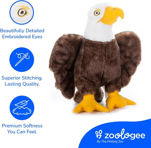 Miniatura 4 de The Petting Zoo Peluche de águila calva, regalos para niños, animales de vida silvestre Earth Keeperz, juguete de peluche de águila calva