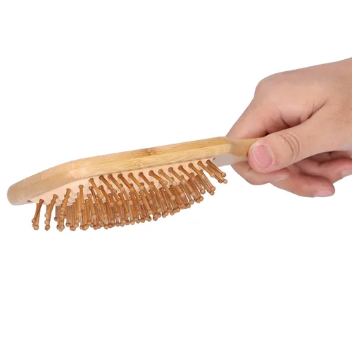 Miniatura 5 de Cepillo de pelo de bambú, protector para el cabello, desenredante, alisado, para todo tipo de cabello, unisex, familia