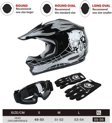 Miniatura 3 de TCT-MOTORPARTS DOT - Casco de motocross para niños y jóvenes, casco de cara completa para motocross, ATV, todoterreno, casco de cuatro ruedas, Negro