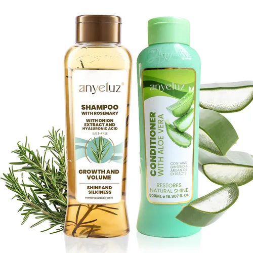 Miniatura 11 de ANYELUZ Juego de champú y acondicionador de aloe vera, con biotina, proporciona fuerza y vitalidad a tu cabello, elimina el exceso de aceite