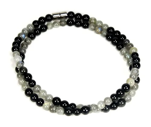 Miniatura 20 de Collar de cristal de obsidiana negra hecho a mano, collar de cuentas de piedras preciosas naturales auténticas, curación, protección, talismán mala