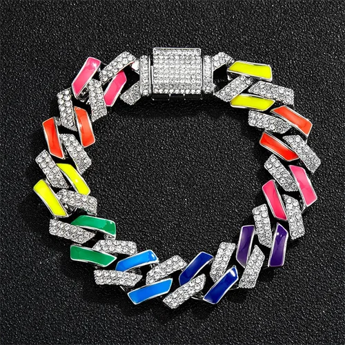 Miniatura 5 de YBMYCM - Collar cubano de mariposa, collares de cristal, cadena de eslabones cubanos, mariposa brillante para mujeres y hombres, joyería de rapero