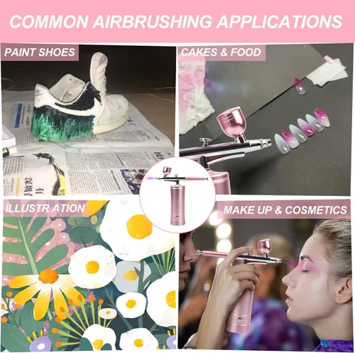 Miniatura 3 de Airbrush-Kit - Compresor de aerógrafo inalámbrico recargable - Pistola de aerógrafo de mano automática, juego de aerógrafo, cepillo de aire Rosa