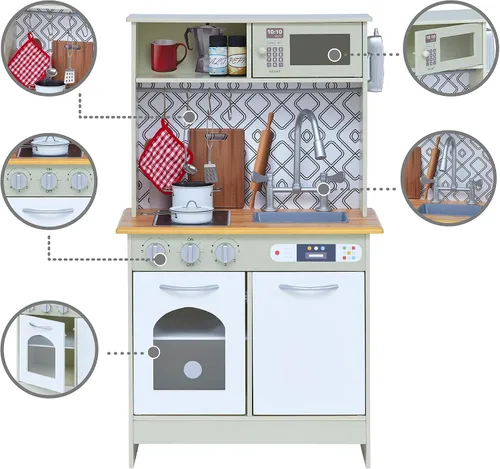 Miniatura 6 de Teamson Kids - Little Chef Boston Modern Play Kitchen - Verde oliva/Blanco 22.25 x 12 x 37.5 pulgadas
