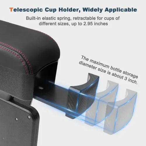 Miniatura 4 de Reposabrazos para automóvil, altura ajustable con orificio telescópico ajustable, extensor de reposabrazos suave y cómodo, material ABS, codo, cojín