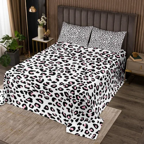 Miniatura 7 de Juego de colcha con lazo para niños, tamaño individual, diseño de cebra y leopardo con purpurina, decoración de habitación para niñas y mujeres