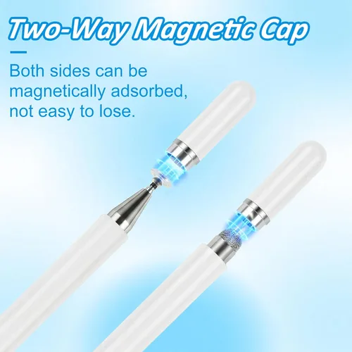 Miniatura 5 de Lápiz óptico para pantallas táctiles (2 unidades), disco magnético 2 en 1 y punta de fibra para iPad con tapa magnética, compatible con todas