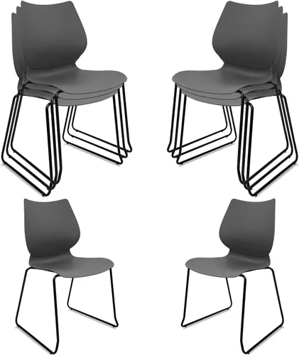 Miniatura 25 de KLASIKA Silla apilable para sala de espera, silla de oficina apilable con soporte lumbar ergonómico y patas de metal, sillas de escritorio