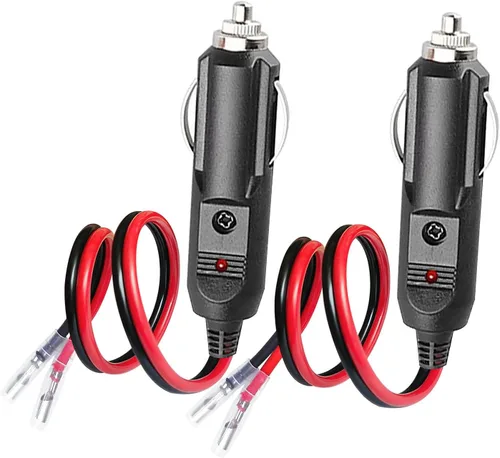 Paquete de 2 enchufes para encendedor de cigarrillos macho, 12 V fusionado para encendedor de cigarrillos macho, cable de extensión de 14 AWG con