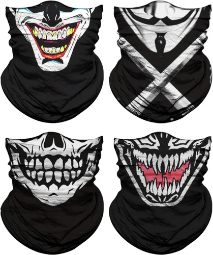 Miniatura 26 de Paquete de 4 polainas para el cuello para hombres y mujeres cubierta facial máscara envoltorio para la cabeza pasamontañas accesorio para la cabeza