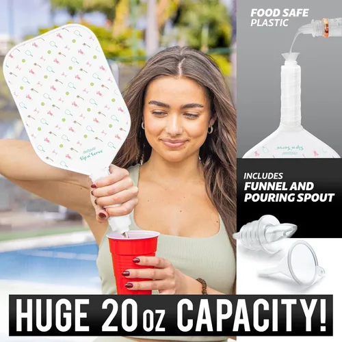 Miniatura 3 de GoSports Sip N' Serve Pickleball Paddle Flask (20 onzas) – Frasco de viaje con alcohol oculto – Divertido regalo de licor – Incluye embudo y boquilla