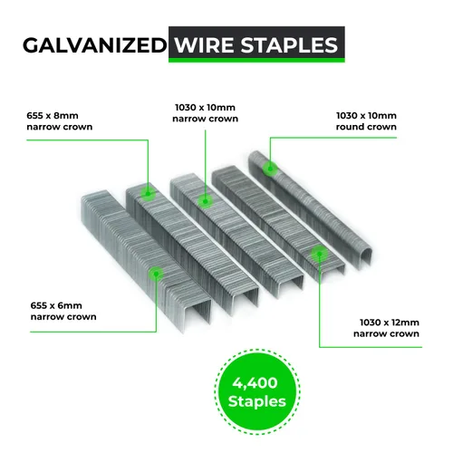 Miniatura 5 de TOOLZILLA Paquete surtido de grapas, 4,400 piezas, variedad para pistola de grapas y grapadora, incluyendo corona estrecha y corona redonda