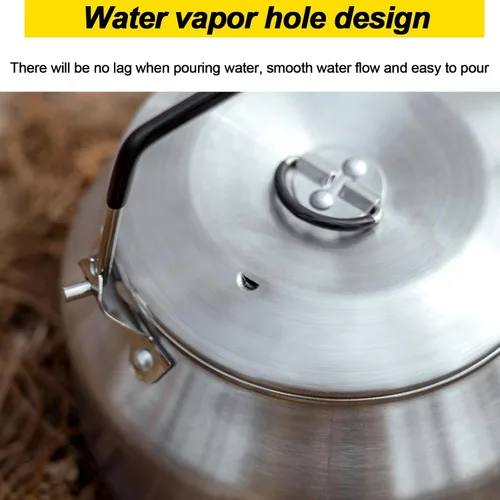 Miniatura 6 de Hervidor de agua hirviendo de acero inoxidable de 1 litro, tetera portátil y ligera de calentamiento rápido, ideal para senderismo, picnic, viajes