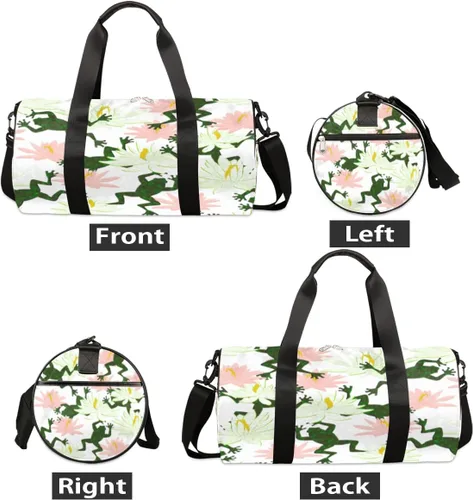 Miniatura 7 de Bolsa de lona de rana rebotadora con correa de hombro desmontable, bolsa deportiva para gimnasio, bolsa deportiva para estudiantes, 17.6 x 9 x 9