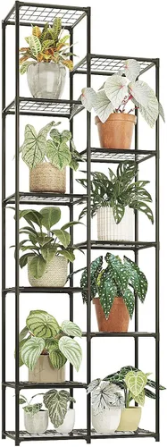 Bamworld Soporte para plantas para interiores y exteriores, estante grande de metal de 11 niveles para plantas, soportes de flores de varios Negro