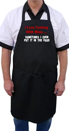 Miniatura 2 de I Love Cooking With Wine Funny Black Chef Delantales