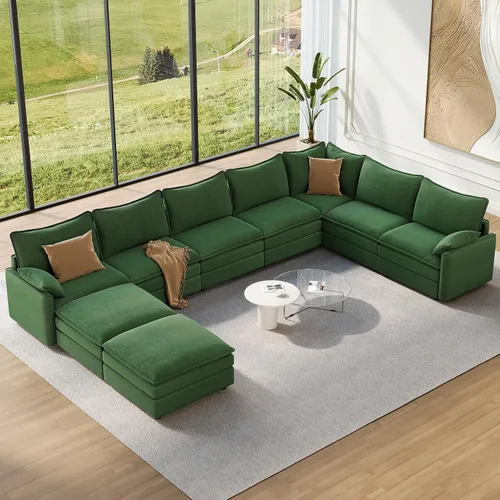 Miniatura 69 de Vesgantti 2 Piece Loveseat & 3 Seater Sofa Set, Modular Cloud Couch, Beige