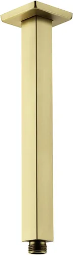 Miniatura 18 de Brazo de ducha de oro cepillado con brida de 6 pulgadas de acero inoxidable recto superior de lluvia cabezal de ducha de extensión de tubo cuadrado